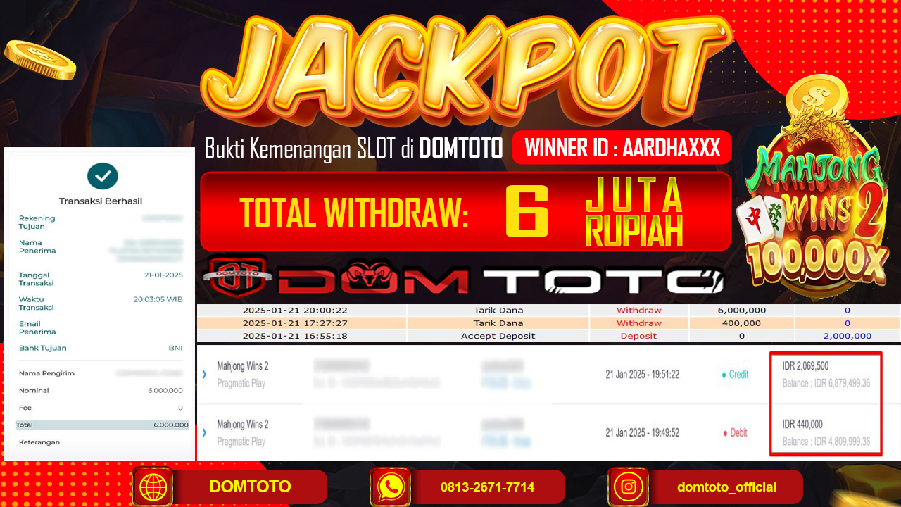 JACKPOT SLOT MAHJONG WINS 2 21  JANUARI 2025